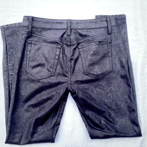 Joe's Jeans Women 28 Black Snake Skin Skinny Ankle Pants Shiny Stretch
